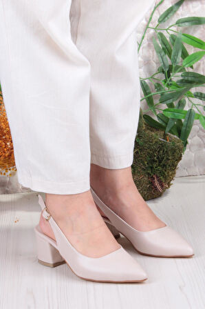 Fort 110-420 Fls Arkası Açık Kalın Topuk Klasik Kadın Ayakkabı