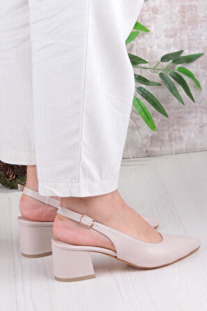 Fort 110-420 Fls Arkası Açık Kalın Topuk Klasik Kadın Ayakkabı