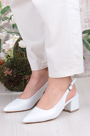 Fort 110-420 Fls Arkası Açık Kalın Topuk Klasik Kadın Ayakkabı