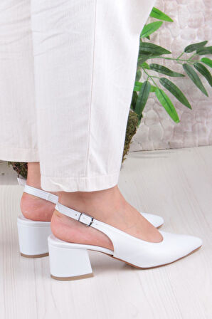 Fort 110-420 Fls Arkası Açık Kalın Topuk Klasik Kadın Ayakkabı