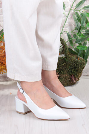 Fort 110-420 Fls Arkası Açık Kalın Topuk Klasik Kadın Ayakkabı