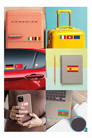 Avrupa Ülkeleri Bayrak Sticker Seti 50 Adet 5x3 cm Araç Laptop Valiz Kask Defter Kaliteli Etiket 