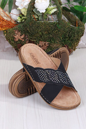 Fort 213625 Siyah Rahat Esnek Anatomik Kadın Terlik