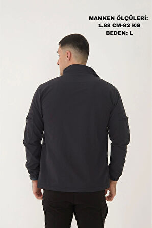 Outdoor Unisex Slim Fit Likralı Su İtici Çok Cepli Mevsimlik Taktik Spor Ceket