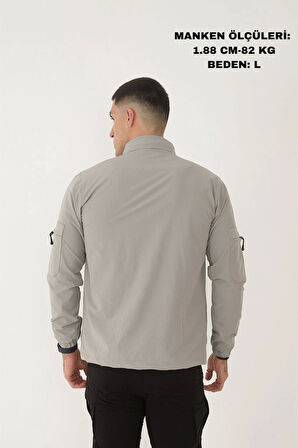 Outdoor Unisex Slim Fit Likralı Su İtici Çok Cepli Mevsimlik Taktik Spor Ceket