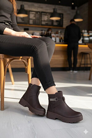 Fort 1186 Rahat Sıcak Astar Kaymaz Taban Fermuarlı Kadın Bot
