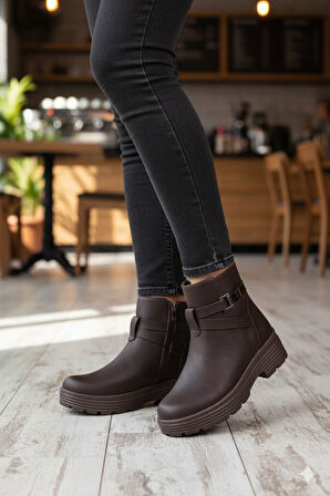 Fort 1186 Rahat Sıcak Astar Kaymaz Taban Fermuarlı Kadın Bot
