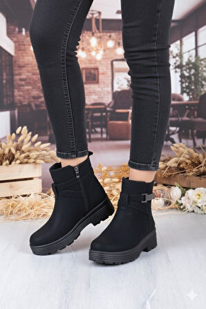 Fort 1186 Rahat Sıcak Astar Kaymaz Taban Fermuarlı Kadın Bot