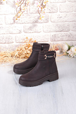 Fort 1187 Rahat Sıcak Astar Kaymaz Taban Fermuarlı Kadın Bot