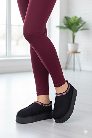 Fort 1191 İçi Kürklü Kalın Taban Önü Kapalı Kışlık Kadın Terlik