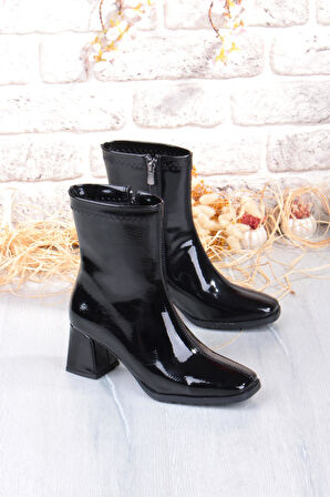 Fort 1194 Uraz Rugan Rahat 6 Cm Kalın Topuk Yüksekliği Kut Burun Kadın Bot