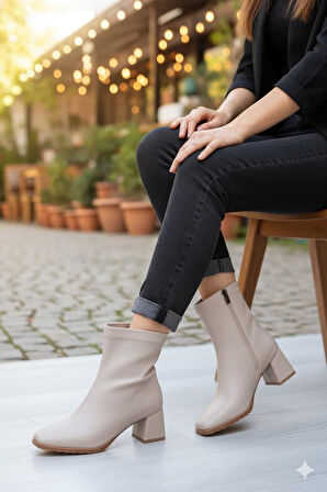 Fort 1195 Uraz Rahat 6 Cm Kalın Topuk Yüksekliği Kut Burun Kadın Bot