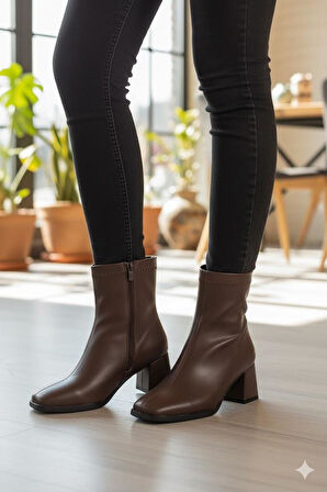 Fort 1195 Uraz Rahat 6 Cm Kalın Topuk Yüksekliği Kut Burun Kadın Bot