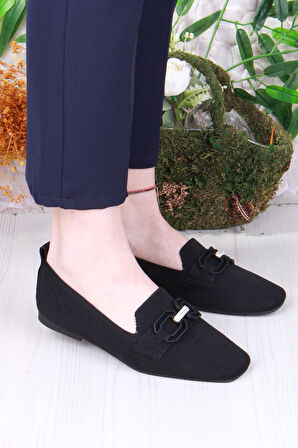 Fort 128-117 Fls Toka Detaylı Taş Detaylı Triko Kadın Babet