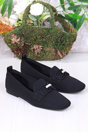 Fort 128-117 Fls Toka Detaylı Taş Detaylı Triko Kadın Babet