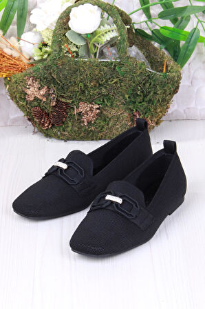 Fort 128-117 Fls Toka Detaylı Taş Detaylı Triko Kadın Babet