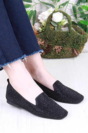 Fort 128-133 Fls Triko Taş Baskı Detaylı Kut Burun Kadın Babet