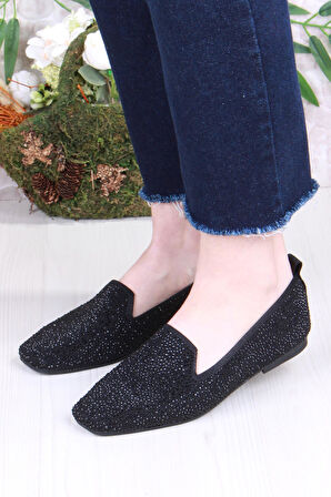 Fort 128-133 Fls Triko Taş Baskı Detaylı Kut Burun Kadın Babet