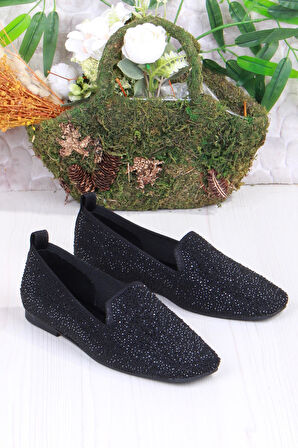 Fort 128-133 Fls Triko Taş Baskı Detaylı Kut Burun Kadın Babet