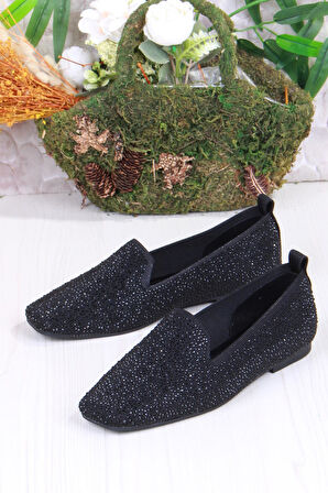 Fort 128-133 Fls Triko Taş Baskı Detaylı Kut Burun Kadın Babet