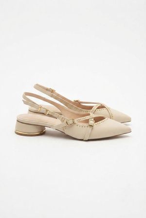 Fort 129-2301 Saten Pul Ve Toka Detaylı 2,5 Cm Topuk Yüksekliği Kadın Ayakkabı