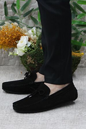 Mehmet Mete 31110 Siyah Süet Hakiki Deri Loafer Erkek Babet Erkek Ayakkabı