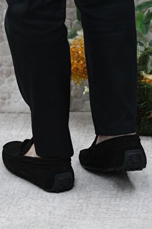 Mehmet Mete 31110 Siyah Süet Hakiki Deri Loafer Erkek Babet Erkek Ayakkabı