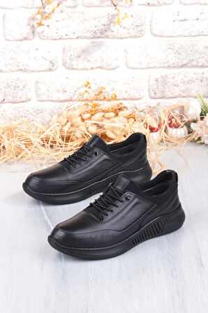 Mehmet Mete 32860 Face Rahat Lastik Bağcıklı Kauçuk Taban Hakiki Deri Erkek Ayakkabı