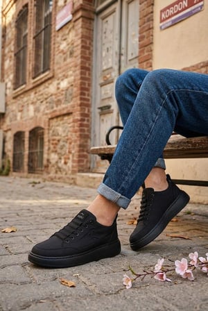 Fort Lukas Noka Rahat Hafif Lastik Bağcıklı Keten Sneaker Erkek Ayakkabı