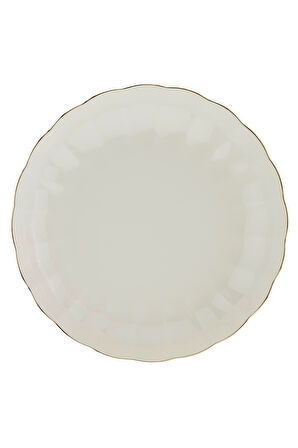 Kütahya Porselen Bone Luz Altın Yaldızlı Çukur Tabak 22cm Tekli
