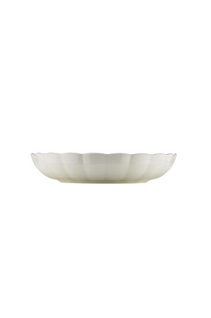 Kütahya Porselen Bone Luz Altın Yaldızlı Çukur Tabak 22cm Tekli