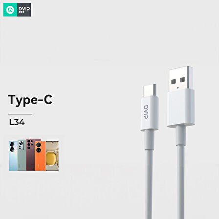 Global L34 6A 120W Fast Charging UsbA to Type-C Data ve Hızlı Şarj Kablosu 1M Beyaz