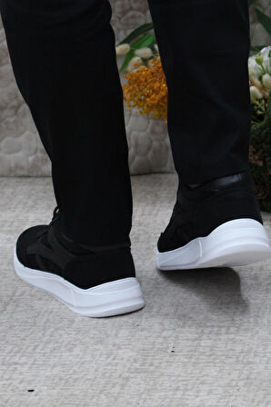 Fort Dks 2004 Siyah Beyaz Hafif Rahat Keten Sneaker Erkek Ayakkabı