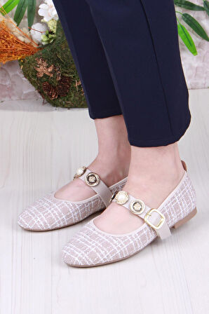 Fort 01-632 Soft Toka Detaylı Şık Ev İş Ofis Rahat Günlük Ayakkabı Kadın Babet