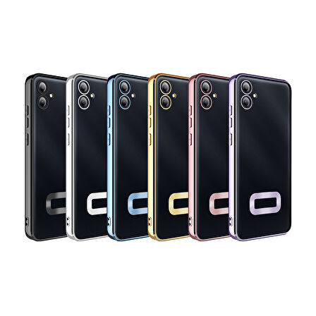 Galaxy A06 Kılıf Köşeleri Renkli Şeffaf Kamera Korumalı Silikon Luxury Kapak
