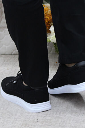 Fort Dks 2038 Siyah Beyaz Hafif Rahat Keten Sneaker Erkek Ayakkabı