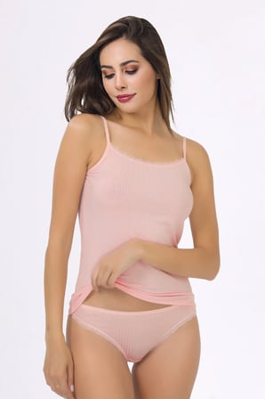 Kadın Beyaz Viskon Likralı Yumuşak Kumaş Ip Askılı Atlet & Slip Külot Set Q3i5k3l4ekk