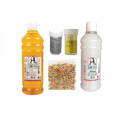 Slime Yapma Seti Sarı Renk Südor Hazır Slime Yapma Seti Renk Boya Sim Köpük Slime Paketi