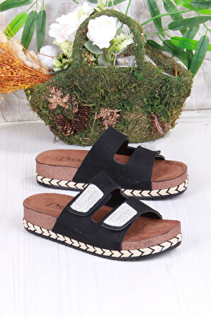 Fort Pienn 20064 Anatomik Rahat Taşlı Çift Bantlı Cırtlı Kadın Terlik