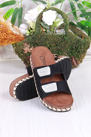 Fort Pienn 20064 Anatomik Rahat Taşlı Çift Bantlı Cırtlı Kadın Terlik