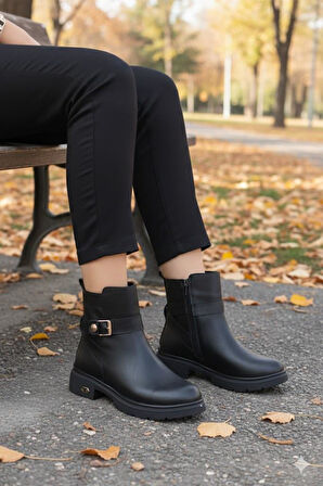 Fort 222450 Ventes Rahat Sıcak Astar Kaymaz Taban Fermuarlı Kadın Bot