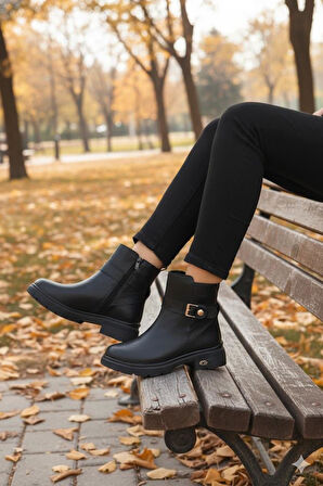 Fort 222450 Ventes Rahat Sıcak Astar Kaymaz Taban Fermuarlı Kadın Bot