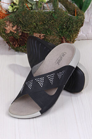 Fort 223808 Siyah Rahat Esnek Anatomik Kadın Terlik