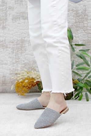 Mehmet Mete 2248 Dantel Örgülü Önü Kapalı Kadın Terlik