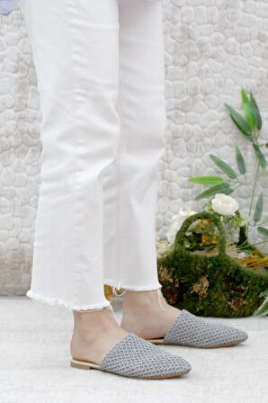 Mehmet Mete 2248 Dantel Örgülü Önü Kapalı Kadın Terlik