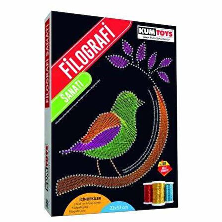 Kumtoys Filografi Sanatı Çivi Çakma ve Renkli Filografi Telleri Seti 23x33cm