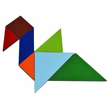 Redka Kare Tangram Ahşap Kare Tangram 7 Parça Renkli Tangram