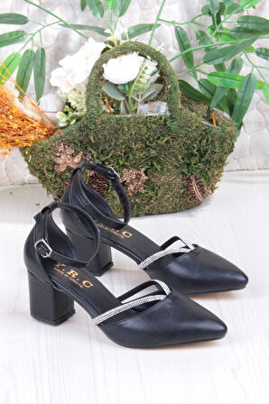 Fort 35621 Biye Taşlı Kalın Topuklu Kadın Ayakkabı