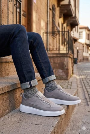 Fort Lukas Noka Rahat Hafif Lastik Bağcıklı Keten Sneaker Erkek Ayakkabı
