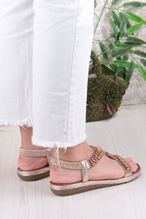 Fort Guja 24Y152-17 Anatomik Rahat Kaymaz Taban Boncuklu Taşlı Kadın Sandalet